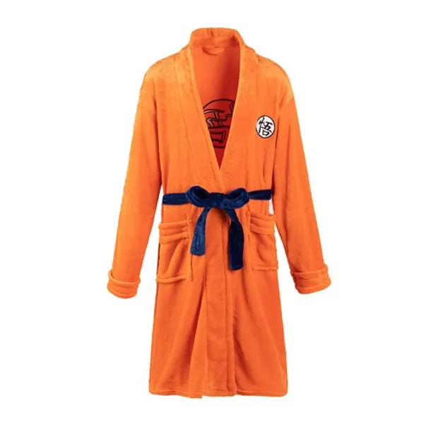 U/C Mens Dressing Gown Kimono Bathrobe Sleepwear Casual Pajamas Son Goku kanji GO Character Robe,Orange