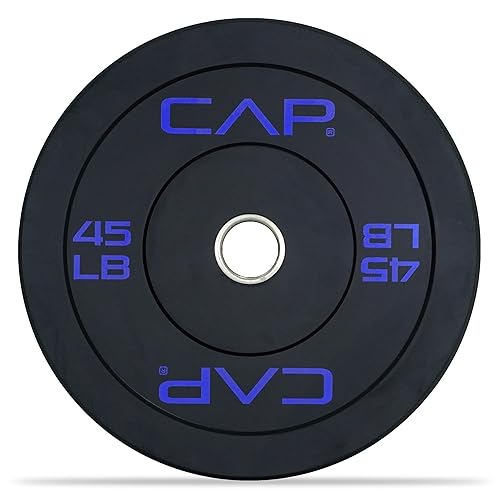 CAP Barbell Rubber Olympic Bumper Plate | Multiple Options/Colors - Economy - 45lbs - Single