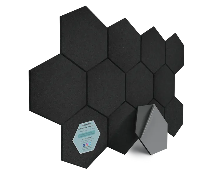 Hexagon PET Felt Acoustic Panels - 12 Pack - Eco Friendly Sound Absorption Panels
