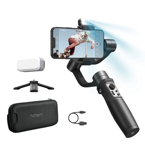 hohem iSteady Mobile Plus Kit, Smartphone Gimbal Stabilizer,3-Axis Phone Gimbal w/Fill Light,360° Infinite Rotation,Max Payload 280g,Android and iPhone Gimbal,YouTube TikTok Video Vlogging Stabilizer