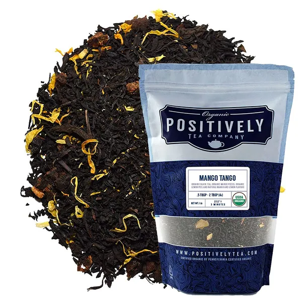 Organic Positively Tea Company, Mango Tango Black Tea, Loose Leaf, 16 Ounce