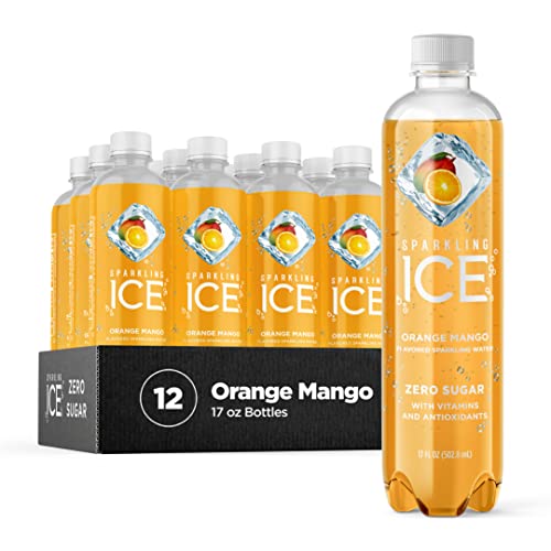 Sparkling Ice, Orange Mango Sparkling Water, Zero Sugar Flavored Water, with Vitamins and Antioxidants, Low Calorie Beverage, 17 fl oz Bottles (Pack of 12) - Orange Mango