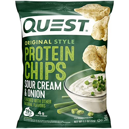 Quest Nutrition Protein Chips, Sour Cream & Onion, High Protein, Low Carb, Pack of 12 - Sour Cream & Onion - 1.1 Ounce (Pack of 12)