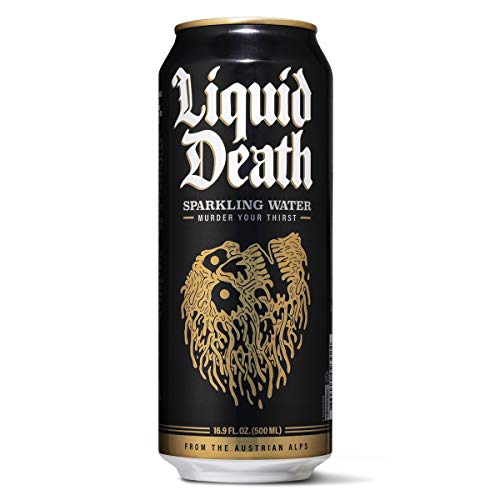 Liquid Death Sparkling Mountain Spring Water, 16.9 FZ - Unflavored - 16.9 Fl Oz (Pack of 1)