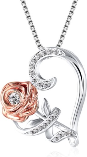 necklace heart with rose