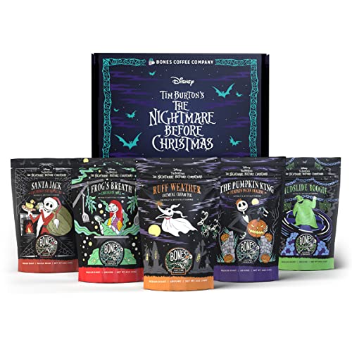Bones Coffee Company Disney Tim Burton's The Nightmare Before Christmas Collector's Box Whole Coffee Beans | 4 oz Pack of 5 Low Acid Medium Roast Coffee Beverages (Whole Bean) - NBC Collector's Box (Whole Bean) - 113.2 g (Pack of 5)