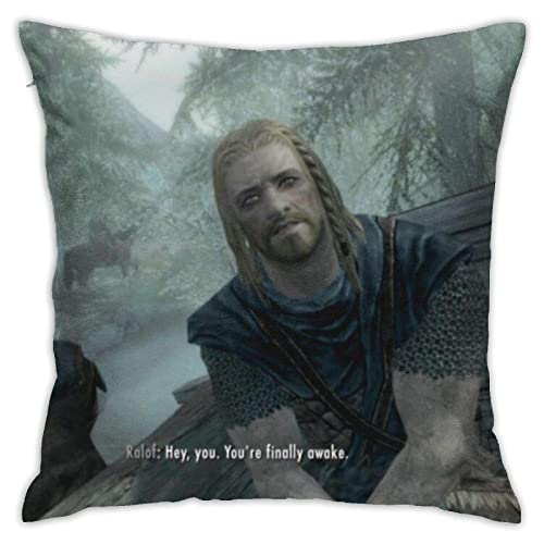 ZHUHOO You're Finally Awake Bedroom Couch Sofa Square Pillow Case Home Decorative Throw Pillow Covers 18x18 Inch - Gray - 18" x 18"