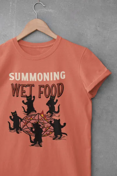 Summoning Wet Food, Cat Shirt, Tarot Shirt, dark academia shirt, Cat Shirt,Tarot Card Shirt,Pagan Shirt, Funny Halloween,Black Cat,Mystical,