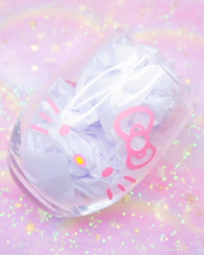 Kitty Wine Glass 15oz | Pink