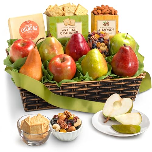 A Gift Inside Classic Fresh Fruit Basket Gift with Crackers, Cheese and Nuts for Birthday, Thank You, Family, Corporate - All Occasions Fruit - 80 Ounce (Pack of 1)