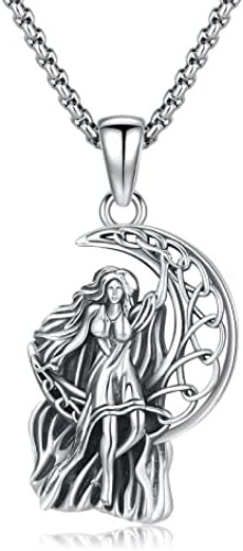 Eusense Tetragrammaton 925 Sterling Silver Wiccan Jewelry Mother’s Day Gifts Pentagram Necklace Pagan Witchy Jewelry for Women Hecate Lilith Necklace - K-moon goddess