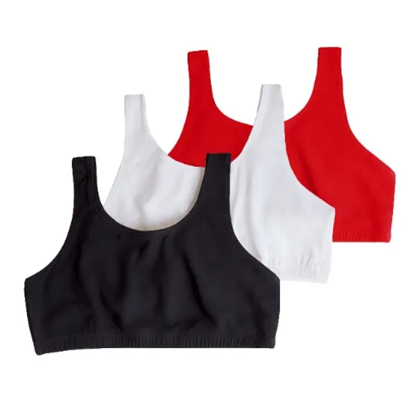 Fruit of the Loom Women's Built Up Tank Style Sports Bra - 3 Red Hot/White/Black 40