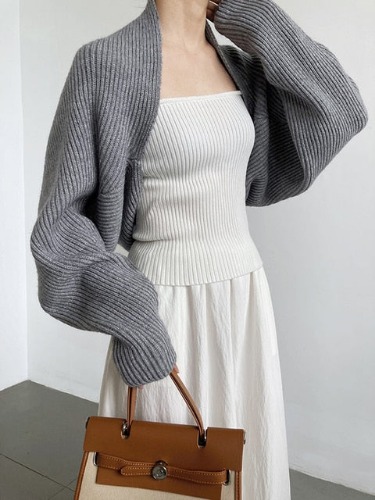 Touka Knitted Shrug Scarf - Gray - One Size