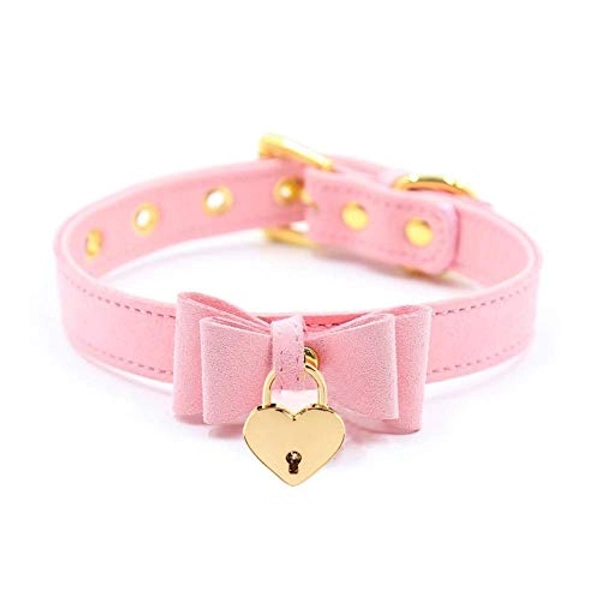 PU Leather Bow Collar Necklace Choker with Bell Cat Cosplay Kitty Necklace Choker Collar for Women(C)