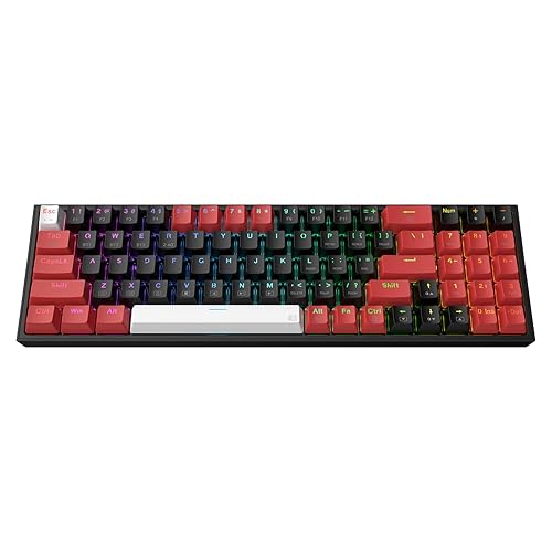 Redragon K628 PRO 75% 3-Mode Wireless RGB Gaming Keyboard, 78 Keys Hot-Swappable Compact Mechanical Keyboard w/Hot-Swap Free-Mod PCB Socket, Dedicated Arrow Keys & Numpad, Red Switch - Black & Red