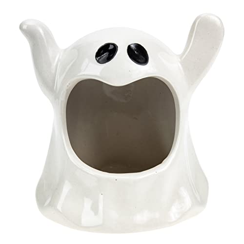 Taper Candle Holder Halloween Ghost Shape Ceramic Candlestick Holders Halloween Candlestick Desktop Ornament for Halloween Party Centerpieces Decor Fragrance Warmer