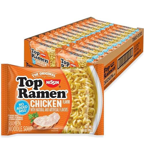 Nissin Top Ramen Noodle Soup, Chicken, 3 Ounce (Pack of 24) - Chicken - 3 Ounce (Pack of 24)