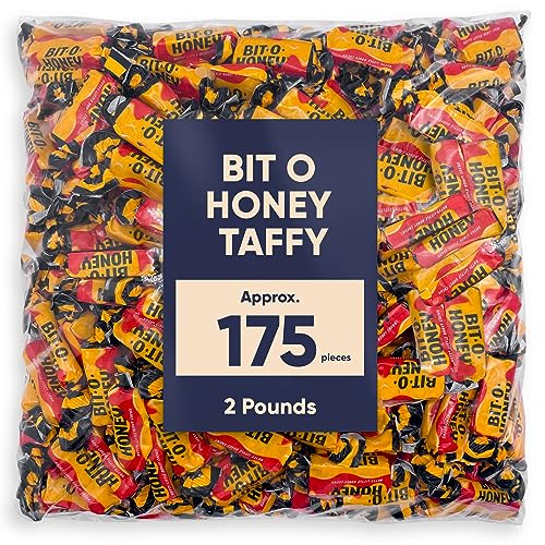 Bit O Honey Candy - 2 Pounds - Approx 175 Traditional Christmas Candy - Bulk Candy Individually Wrapped - Classic Candy - Chewy Candy - Perfect Holiday Candy - Honey Candy for Festive Season - 2 Pounds