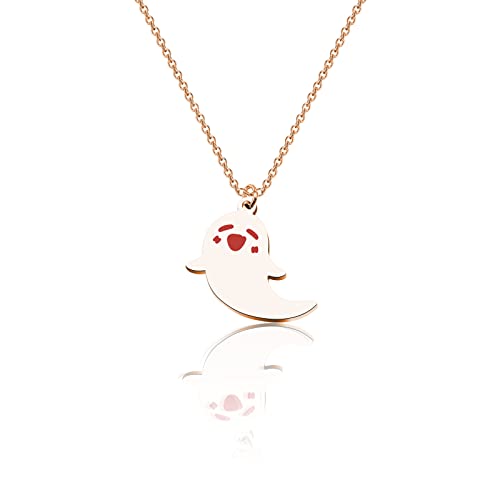 WUSUANED Cute Ghost Necklace Hu Tao Ghost Shape Jewelry Halloween Cosplay Gifts For Game Anime Lovers - Ghost necklace rose gold