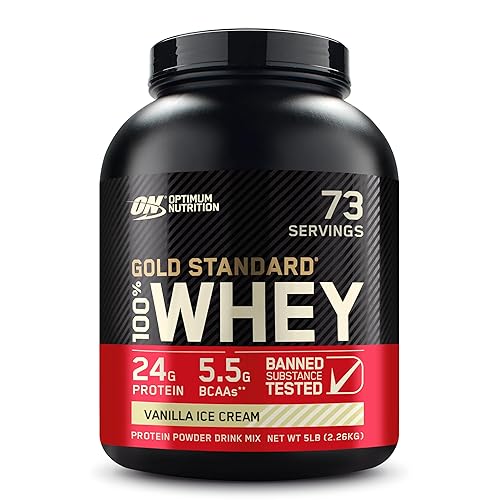 Optimum Nutrition Gold Standard Whey Vanilla Ice Cream - 5 lbs - Vanilla Ice Cream - 5 Pound (Pack of 1)