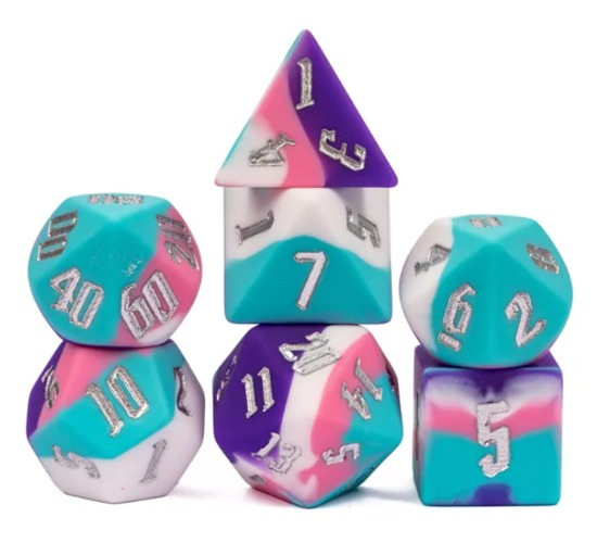 Dixie Cup - Layered SILICONE dice - 7 piece RPG dice set