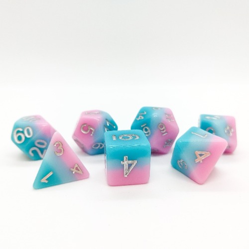 Mister Clay - Layered Pastel dice set - 7 piece RPG dice set