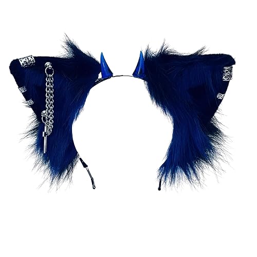Ekwikzz Cat Cosplay Ears Cat Ears Headbands Clips Accessories Punk Gothic Cross EK1-EK11 - Punk Gothic Cross Horn Ek7