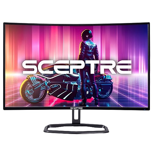 Sceptre Curved 32" FHD 1080p Gaming Monitor Up to 240Hz 1ms 99% sRGB AMD FreeSync Premium Build-in Speakers, HDMI x3 Displayport Machine Black (C325B-FWD240) - 32" Curved 240Hz