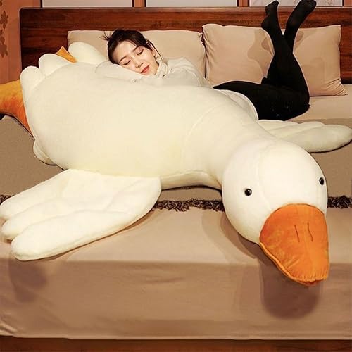 Giant White Goose Plush-75 in Soft Furry Swan Stuffed Animal Pillow,Huge Goose Plush Hugging Pillow Gifts for Every Age (75in) - 75 in