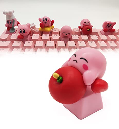 Kirby Keycaps Japanese Anime Pink Key Caps，Compatible with Cherry MX Switches Custom Gaming Mechanical Keyboard (Apple) - Apple