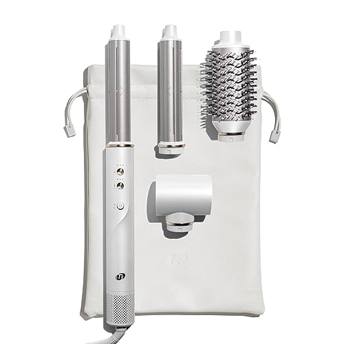 T3 Aire 360 Multi-Styler & Blowout System, Rapid Drying Hair Dryer, Ceramic Curling Attachments, Oval Brush & Drying Concentrator | Blowouts & Long-Lasting Curls - White/Gold