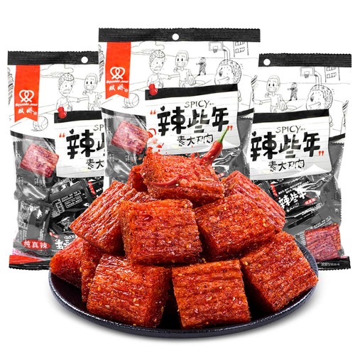 Spicy Strip, Konjac Flour Made Delicious Snacking, Asia Chinese Snack Latiao Piece, Vegan - Kosher - Gluten-Free - Non-GMO Mo Yu Shuang, Best Keto Snacks and Treats - Low Carb - Low Sugar (250g/8.8oz) - 250.0 Grams