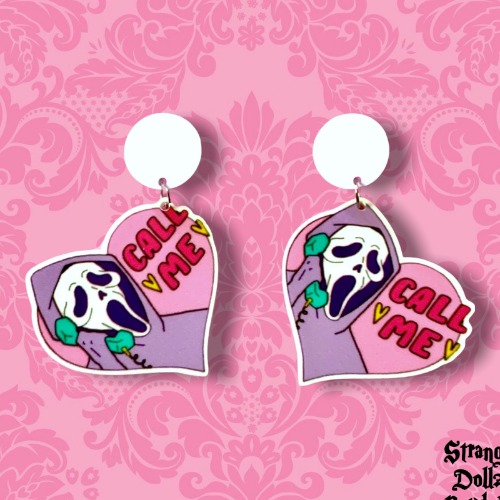 Scream Horror movie earrings, 925 sterling silver, pastel goth