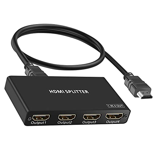 HDMI Splitter 1 in 4 Out, 4K@30HZ 1x4 HDMI Splitter for Full HD 1080P 3D Splitter, Supports HDCP1.4,Compatible with PS4 Fire Stick HDTV (with HDMI Cable) - 1x 4 HDMI Splitter
