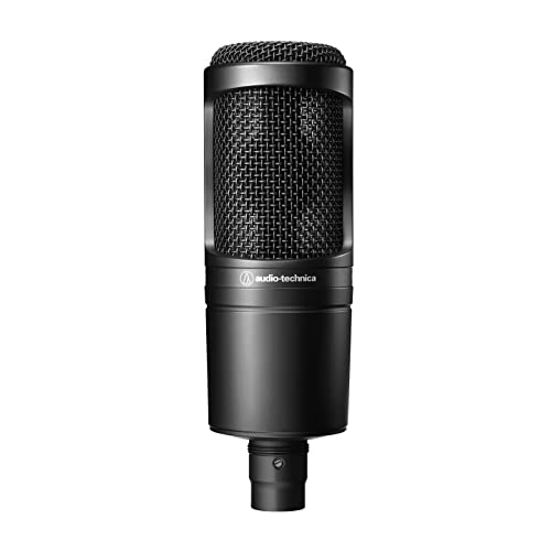 Audio-Technica AT2020 Cardioid Condenser Studio XLR Microphone, Ideal for Project/Home Studio Applications,Black - AT2020 - Microphone - Black