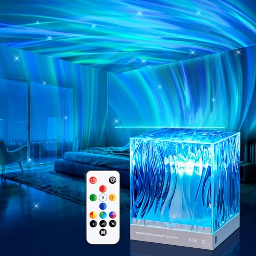 Mubarek Northern Lights for Bedroom, 18 Colors Lighting Ceiling Projector Galaxy Projector Mood Lighting, Remote Galaxy Light Projector Room Projector, Ambient Lighting Room Decor for Teen Girl Gifts - Off-White