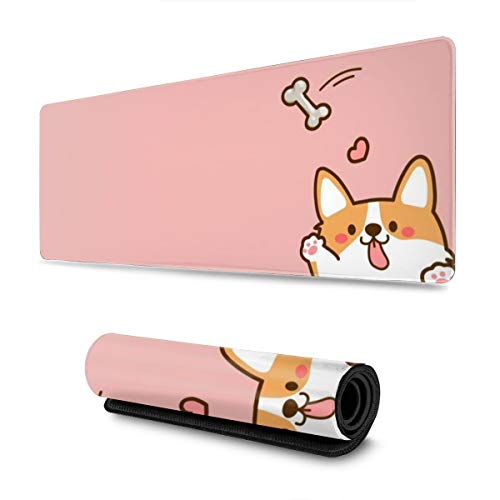 Waldeal Cartoon Corgi with Bone Print Extra Large Gaming Mouse Pad for Computer, 300mm X 800mm X 3mm - Multicolor - Large