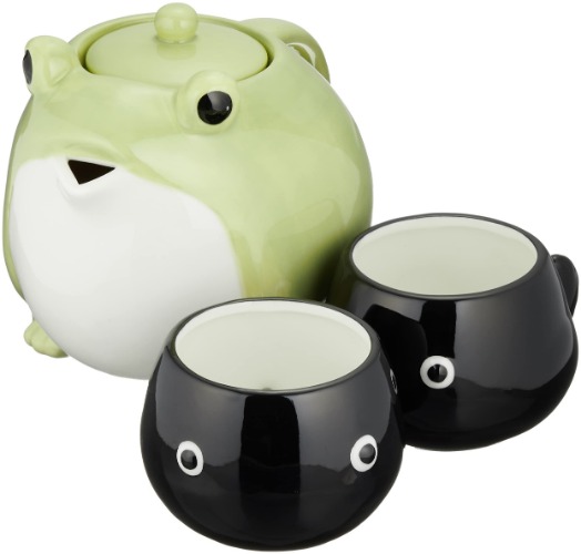 SAN3293 Cute Tableware Teapot & Tea Cup Set, Frog Parent-Child, 20.3 fl oz (600 ml), 5.1 fl oz (140 ml)