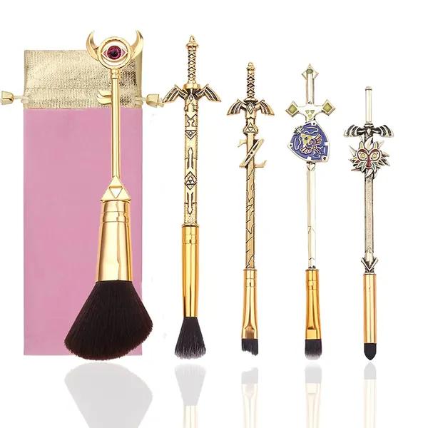 The Legend of Zelda: Ocarina of Time - Makeup Brush Set Suit for Zelda Fans with A Link To the Past and 4 Swords Handle Makeup Brushes(Zelda-01) - zelda