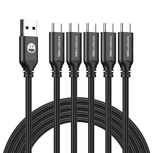 USB Type-C Cable 5pack 6ft Fast Charging 3A Rapid Charger Quick Cord, Type C to A Cable 6 Foot Compatible Galaxy S10 S9 S8 Plus, Braided Fast Charging Cable for Note 10 9 8, LG V50 V40 G8 G7(Black) - 6foot - Black - 1
