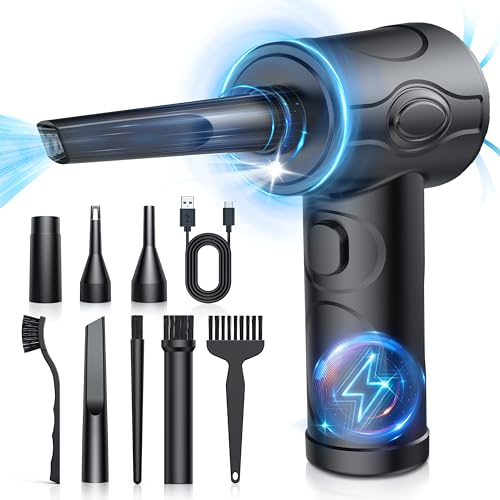 Compressed air Duster - 130000RPM Cordless Air Blower for Keyboard Cleaner,No Canned Air Duster Electric Air Duster with LED Light, Rechargeable Air Dusters 3 Speeds car dusters