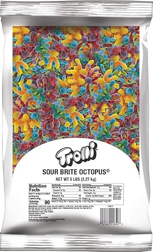 Trolli Sour Brite Octopus, Sour Gummy Candy, 5 Pound Bulk Bag - Octopus - 5 Pounds