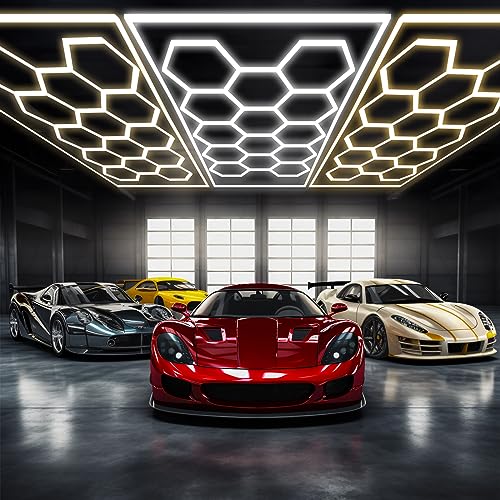 Gneng Hexagon LED Lights: 6500K/4500K/3000K, 3 Color Temperature Hexagon Lights, Hexagon Light LED with WiFi Wall Touch Switch, Hexagon LED Lighting for Garage Basement Auto Detailing Shop - 3 Colors
