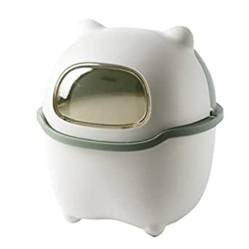 Benshukam Mini Ninja Desktop Trash Can Flip Trash Can Cute Small Trash Can with Lid for Bathrooms, Kitchens, Offices, Waste Basket for Dressing Table(Green) - Green