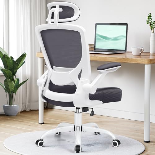 KERDOM Ergonomic Office Chair, Lumbar Support Computer Chair with Headrest and Flip-up Arms, Breathable Mesh Desk Chair, Swivel Task Chair, Adjustable Height Gaming Chair, Darkgray - Darkgray - 9060H