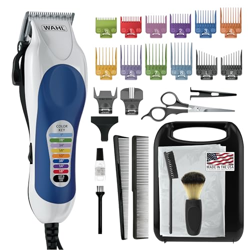 Wahl Clipper USA Color Pro Complete Haircutting Kit with Easy Color Coded Guide Combs - Corded Clipper for Hair Clipping & Grooming Men, Women, & Children - Model 79300-1001M - 1 Count (Pack of 1)