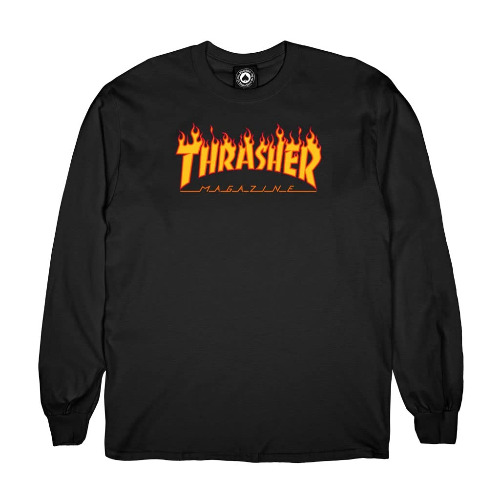 Thrasher Flame Long Sleeve T-Shirt - X-Large Black