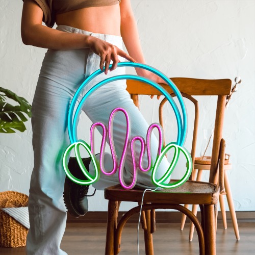 Headphone Neon Wall Art