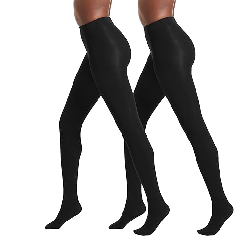 No Nonsense Women's Super Opaque Control Top Tights - Black/Black - Large