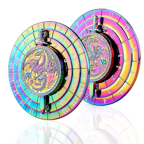 Haxtec Spinner Dice 7-in-1 Metal DND Dice Set Unique Dice Spinner Antique Rotate Metal D&D Dice for Dungeons and Dragons DND Gifts RPG Role Playing Gaming Dice - Multicolored